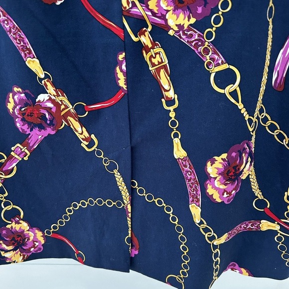 CHARTER CLUB Women’s Navy, Pink, Gold Straight Pencil Lined Cotton Skirt Size 10 - Picture 6 of 7